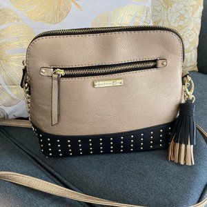 Madden Girl Black & Gold Studded Dome Crossbody Handbag